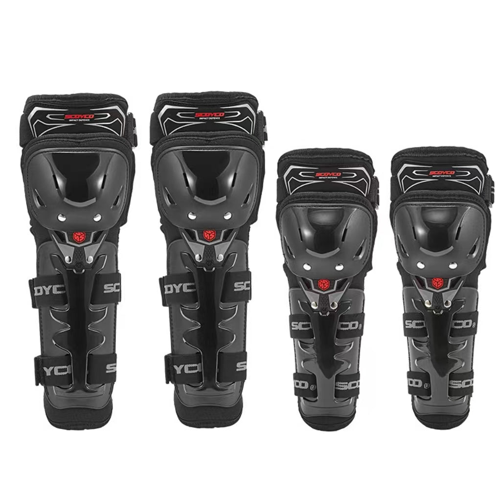 Motorcycle Dirtbike Protection (Knees, Elbows, Body)Adjustment, Hook and loop thigh, upper calf and alower calf straps. Construction, Open-back design, shin coverage. Protection