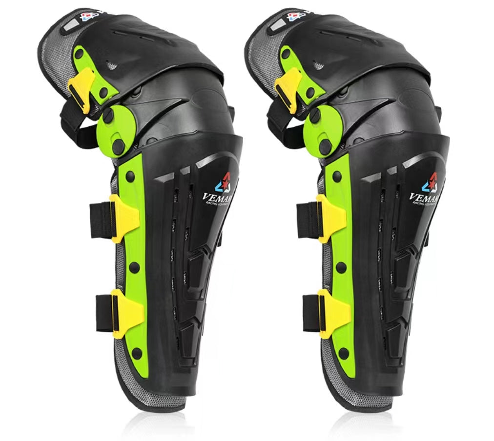 Motorcycle Dirtbike Protection (Knees, Elbows, Body)Adjustment, Hook and loop thigh, upper calf and alower calf straps. Construction, Open-back design, shin coverage. Protection